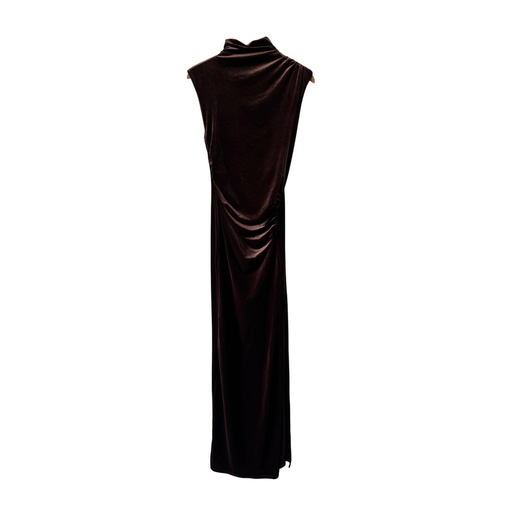 CLUB L LONDON Velvet Mock Neck Ruched Maxi Dress With Leg Slit